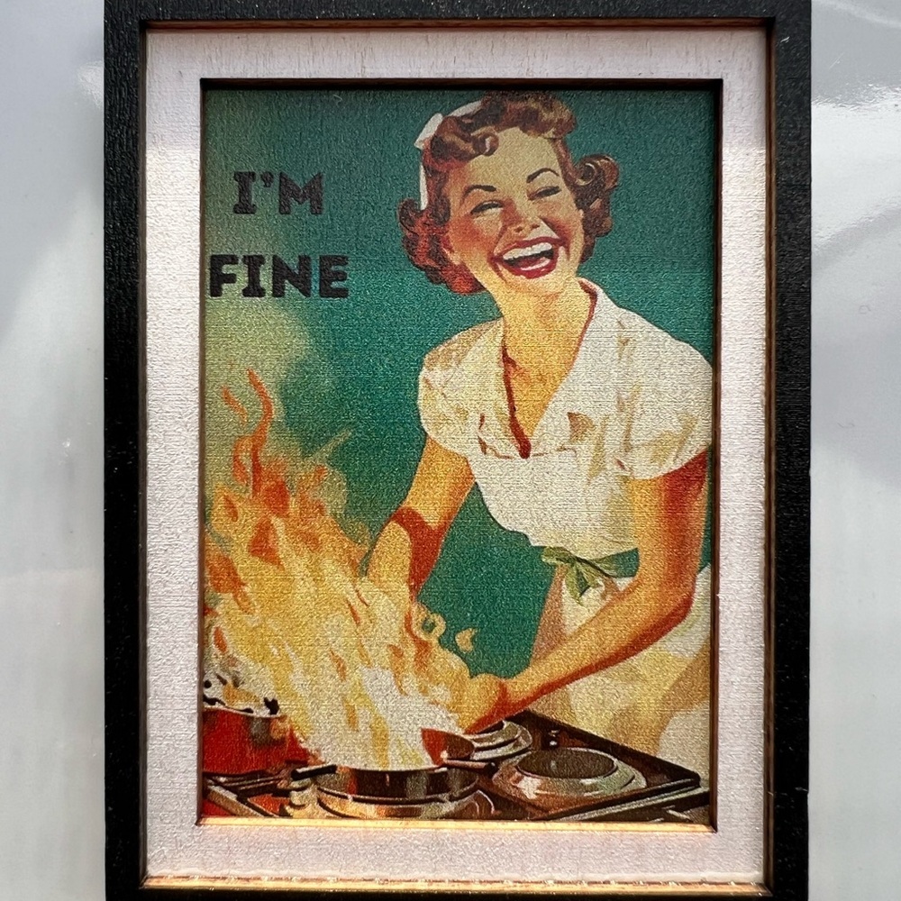 I’m Fine Funny Fridge Magnet Retro Kitchen Humor Vintage Style Decor - Picture 3 of 5